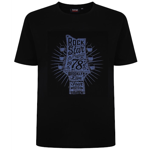 Espionage Guitar Neck Print T-Shirt Black